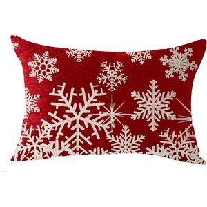 12''x20'' Snowflakes Merry Christmas Cotton Linen Throw Pillow Cover Decorative